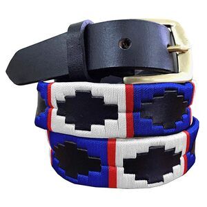 4252 Skinny Mens Womens Unisex Brown Leather Embroidered Polo Belt (95 Cm/ 34